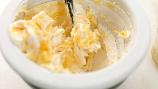 Mango Sorbet Swirled with vanilla ice cream